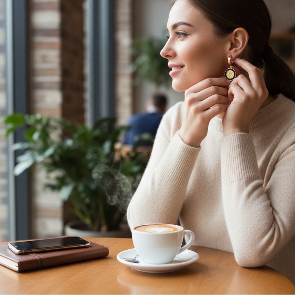 💗💗💗Unbranded fashion Gold and Black Stainless Steel Earrings master quality - Picture 5 of 5